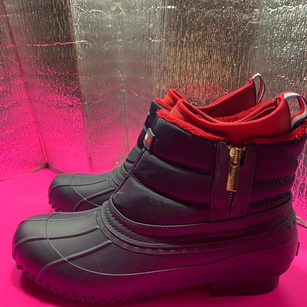 Tommy Hilfiger Black and Red Rain & Snow Boots.